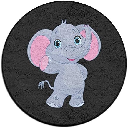 Yiot Baby Elephant Design Ultra Soft Indoor Modern Area Rugs Fluffy Living Room Carpets Suitable For Children Bedroom Home Decor Nursery Rugs Diameter Size: (23.6/0.4) Inch