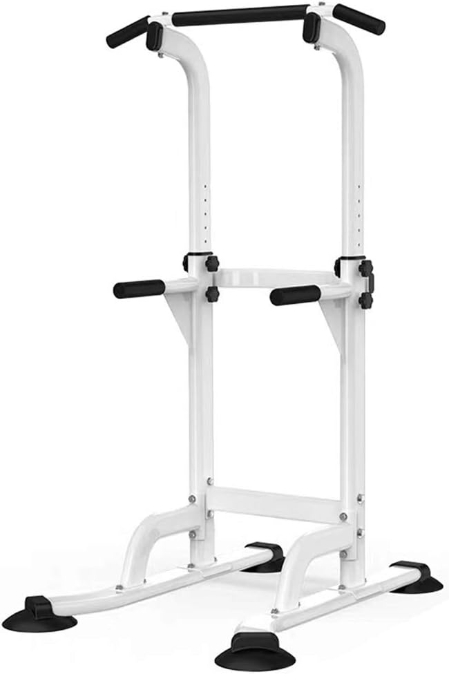 Pull Up Bars Free Standing Stand Dip Station Power Tower Fitness Equipment Strength Training for Home Gym 990 Weight Capacity (Size : A-white)