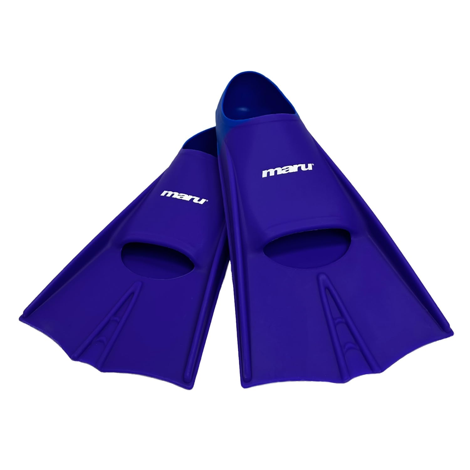 Maru Training Fins – Purple/Blue UK 5/7 (EU 38/41) – Short Silicone Swimming Fins for Adults & Juniors – Swimming Flippers for Strength & Speed – Comfortable, Durable & Trusted by Coaches