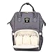 Wide Open Waterproof Baby Diaper Backpack by Sunveno-Travel Bag, Nappy Tote Bag w/Insulated Pockets (Gray)