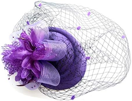 Ahugehome Fascinator Hair Clip Headband Pillbox Hat Flower Wedding Cocktail Tea Party