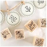 12 Kinds Korea DIY Decoden Wooden Stamp Set Rubber Stamps - Flowers