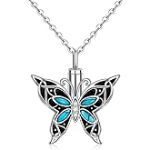 Butterfly Necklace for Ashes Sterling Silver Butterfly Urn Necklace for Ashes Cremation Keepsake Memorial Jewelry Gifts for Women