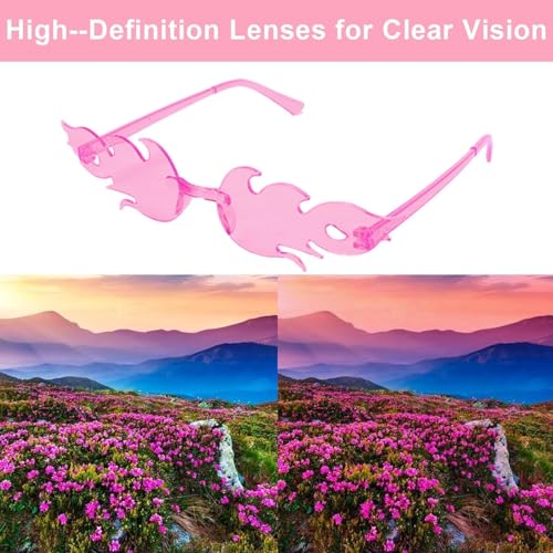 Minnhua 15pcs Flame Sunglasses Party Glasses Funny Glasses Transparent Colorful Glasses Hippy Glasses Flame Plastic Glasses for Parties Birthday Cosplay Carnival Children and Adults