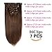 Lovbite Clip in Hair Extensions Real Human Hair Dark Brown 14Inch Straight Hair Clip in Extensions 100g 7Pcs with 16Clips