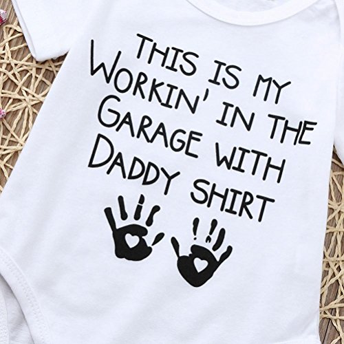 Baby Boys Girls Letter HAPPY Birthday Daddy Romper Outfit Clothes Cuekondy Summer Newborn Infant Toddler Jumpsuit (White 2, 6M) - Thumbnail 3