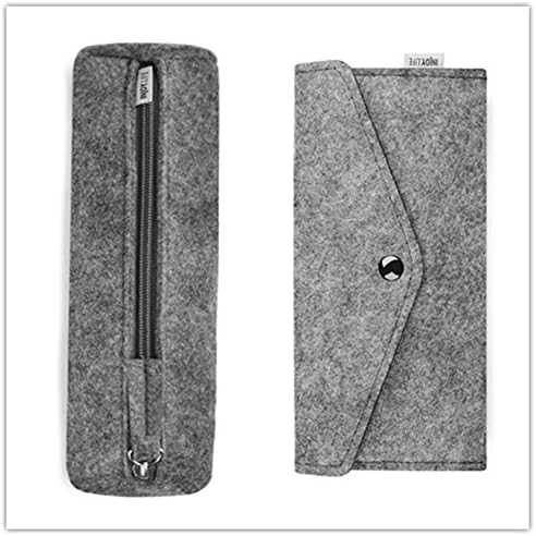 Trend Style Felt Eyeglasses Sunglasses Case Bag Wool Pencil Pen Case Storage Holder Pouch Makeup Cosmetic Brush Holder Bag 2 Pack (Dark Grey)