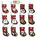 Set of 12 Mini Christmas 3D Stockings Gift & Treat Bags for Christmas Tree Decoration