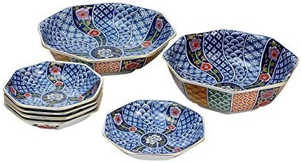 KamaKama Japanese Dinner set(Bowl x1pcs/Plate A x1pcs/Plate B x5pcs) Porcelain/Size(cm) dia.24.5x5.7 , dia.21x6.7 , dia.14.5x3/ka106311