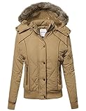 MBE Women's Quilted Puffer Jacket With Detachable Faux Fur Hood