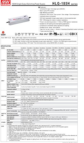 MW Mean Well HLG-185H-42A 42V 4.4A 184.8W Single Output Switching LED Power Supply with PFC
