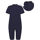 EEOST Adaptive Clothing for Kids Special Needs Autism Sensory Jumpsuit Anti-Strip Romper with Back Zipper Sizes 3-16 Years (Navy, 15-16 Years Old,Boys)