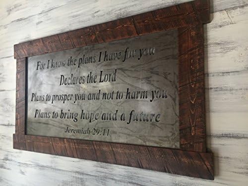 JNMRustic Designs Large Metal Wall Art, Framed Sign, Wall Hanging, Scripture Sign, Inspiritional Sign, Scripture Wall Art, Jeremiah 29:11