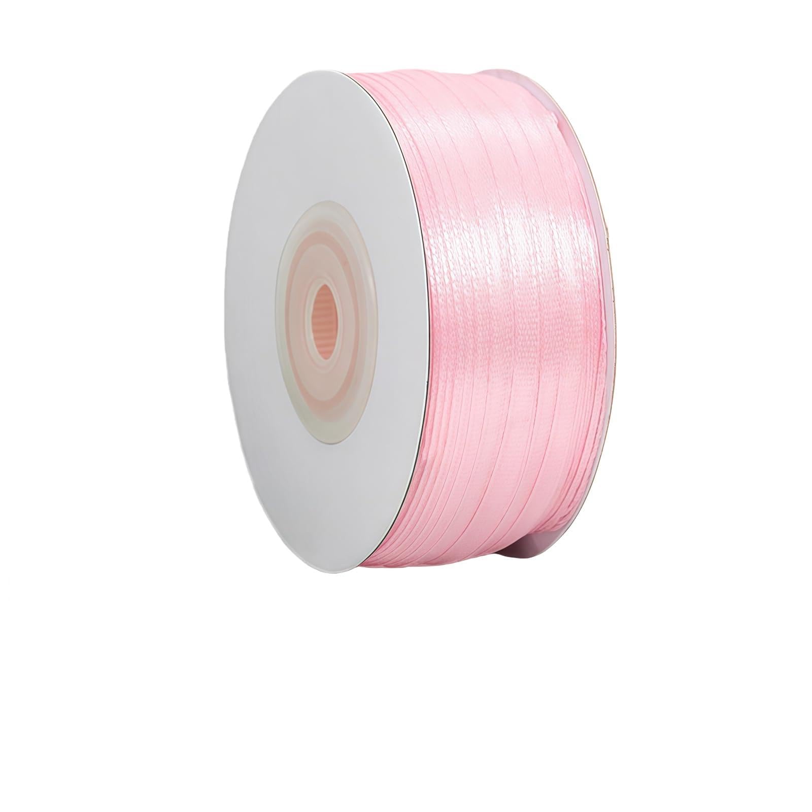 Pink Ribbon 3mm Satin Fabric Ribbon for Gift Wrapping, Crafting, Cake Decoration, Hair Bows, Wedding Cars, Christmas