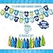 Baby Shower Decorations for Boy Kit | Boy Baby Shower Decorations Set | IT'S A BOY Banner, Hanging Paper Decorations Tassels, Balloons | Blue Gold Green White | Monster Inc Party | Safari Jungle
