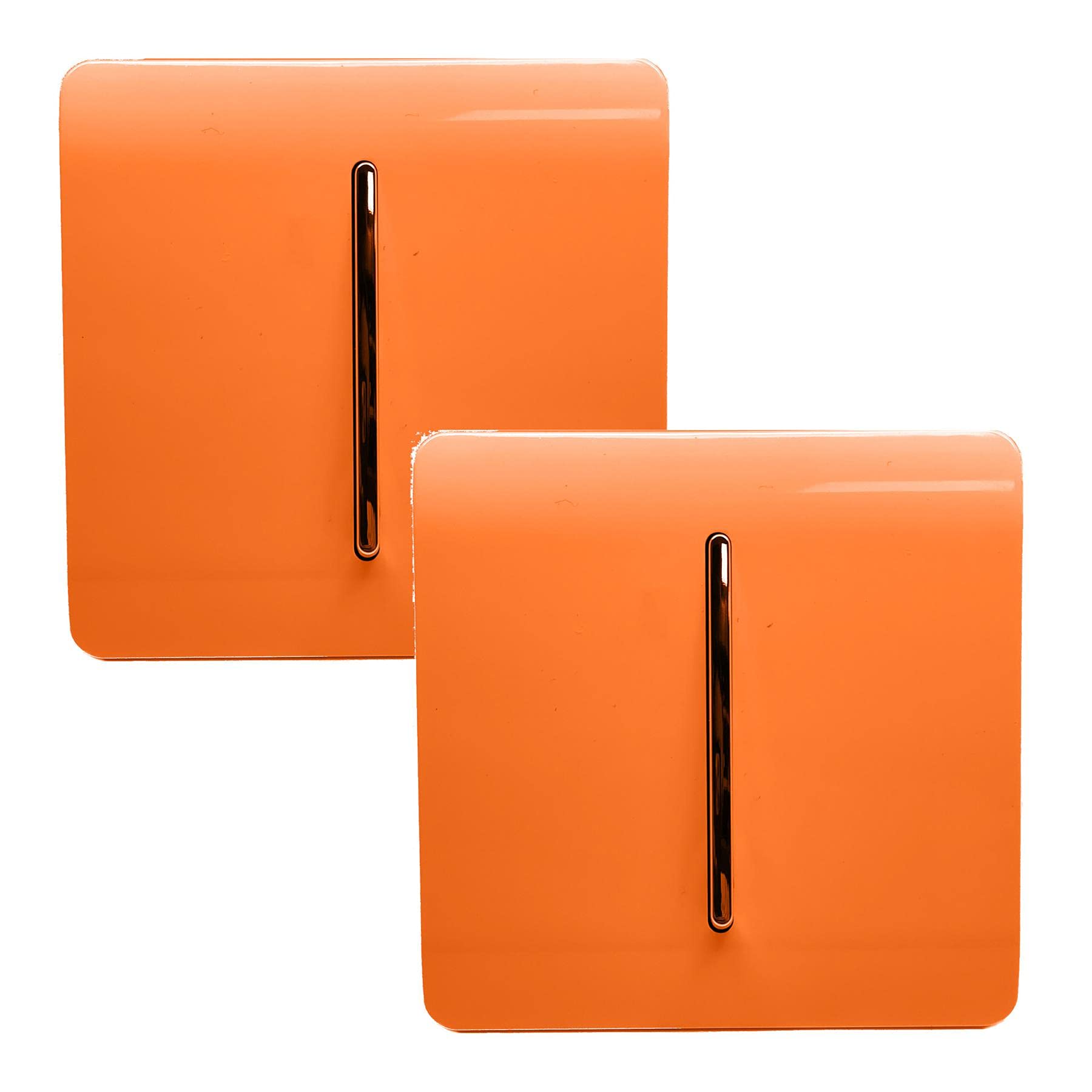 Trendi 1 Gang 2 Way Artistic Modern Glossy 10 Amp Rocker Tactile Light Switch Orange (2 Pack)