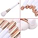 Summifit 15 Pcs Professional Makeup Brushes Set Powder Foundation Contour Blending Eyeshadow Eyeliner Bronzer Lip Brush Kit (White Rose Gold)
