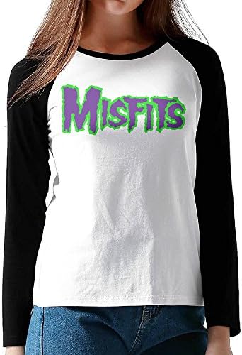 Misfits Horror Punk Band WOMEN Long Sleeve Plain Raglan T Shirt Baseball TEE Graphic