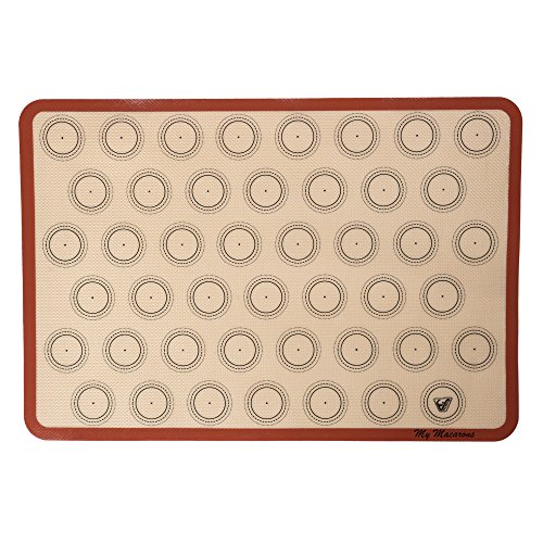 Silicone Macaron Baking Mat - 2/3 Sheet Size (Thick & Large 19 2/3" x 13 1/2") - Non Stick Silicon Liner for Large Bake Pans, Trays & Rolling, Macaroon/Pastry/Cookie/Bun Making - Professional Grade