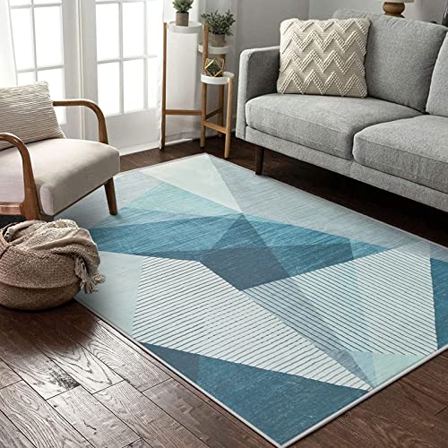 ASIinnsy Living Room Rugs Modern Abstract Rug Short Hair Large Soft Non-Slip Bedroom Rugs for Living Room Bedroom (Blue Grey, 80 x 120 cm)