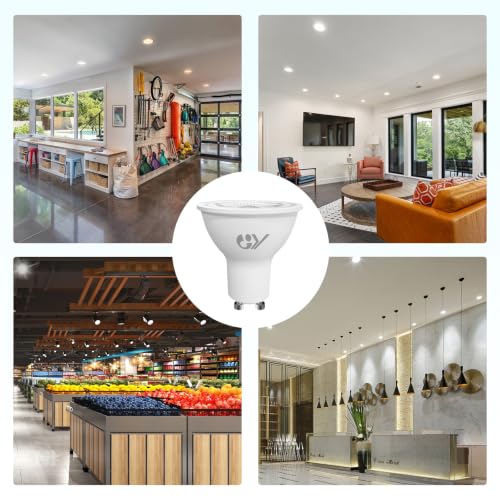 GY GU10 LED Bulbs, 10W 1100 Lumens, Non-Dimmable, 100W Incandescent Equivalent, 6500 Kelvin Cool White, 120° Beam Angle, Energy Saving, Pack of 12