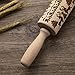 AITOCO Christmas Embossed Engraved Rolling Pin Wood Embossed Rolling Pin Kitchen Tool Wooden Embossing Rolling Pin Christmas Gingerbread Biscuit Fondant Cake Patterned Roller