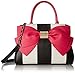 Betsey Johnson Pearl of a Girl Bow Satchel, Stripe Fuchsia