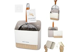 Vitisyao Stainless Steel Cat Litter Scoop, Metal Cat Litter Scooper with Holder - Portable Dustpan and Small Cleaning Brush, 