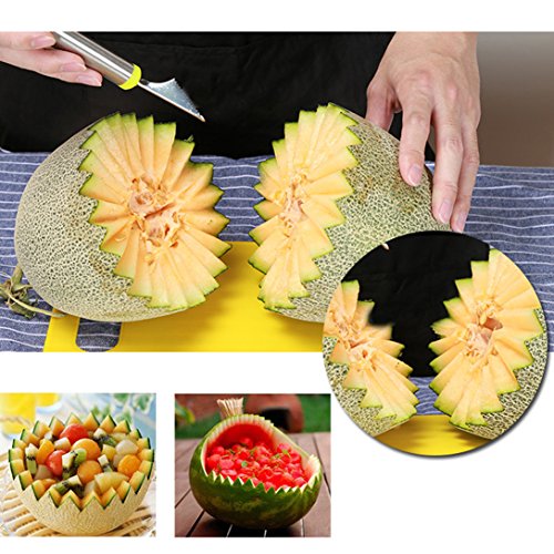 NewFerU Fruit Edible Arrangement Garnish Shape Tool Set:Watermelon Slicer Wedger,Apple Corer Remover,Carving Cutter Knife,Melon Baller Scoop,Pulp Separator,Citrus Peeler,Chopping Board,Forks (10) - Thumbnail 2