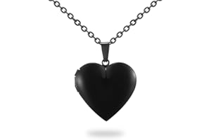 PHOCKSIN Locket Necklace for Women Black/Gold/Silver Locket Necklace for Girls Oval/Round/Heart Photo Necklace With Picture Inside Birthday Gifts for Women