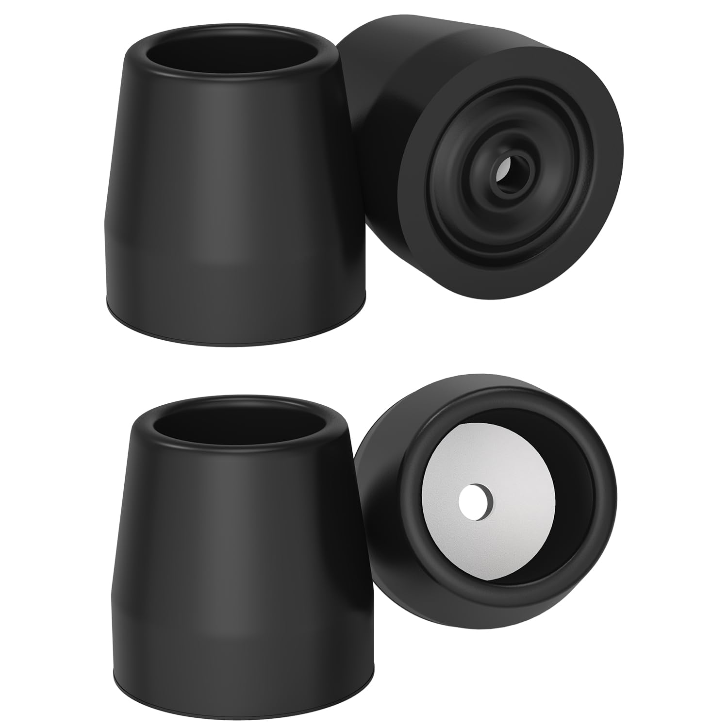 supregear Rubber Ferrules for Zimmer Frames (4 Pcs), 25mm Heavy Duty Replacement Tips for Walkers, Commodes, Shower Chairs, Walking Sticks, Tool Free Rubber Stoppers Caps, Black