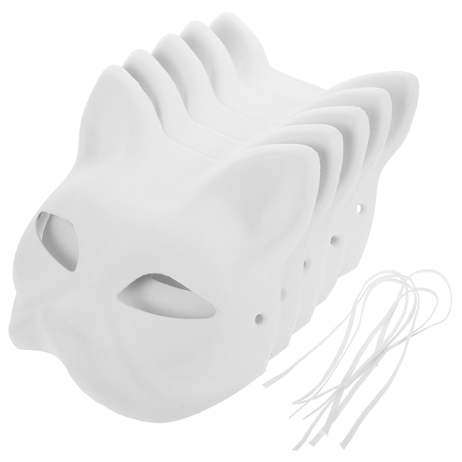 5pcs Diy Paintable Cat Face Mask Pulp Party Masks for Halloween Cosplay and Special Events Fits Creative Crafting Fun
