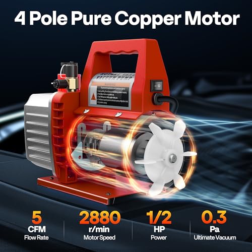 VIVOHOME 1/2 HP 5CFM 2 Stage AC Vacuum Pump and 4 Way photo 9