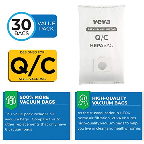 30 Pack VEVA Premium HEPA Vacuum Bags Type Q Cloth Bag compatible with Kenmore Sears canister