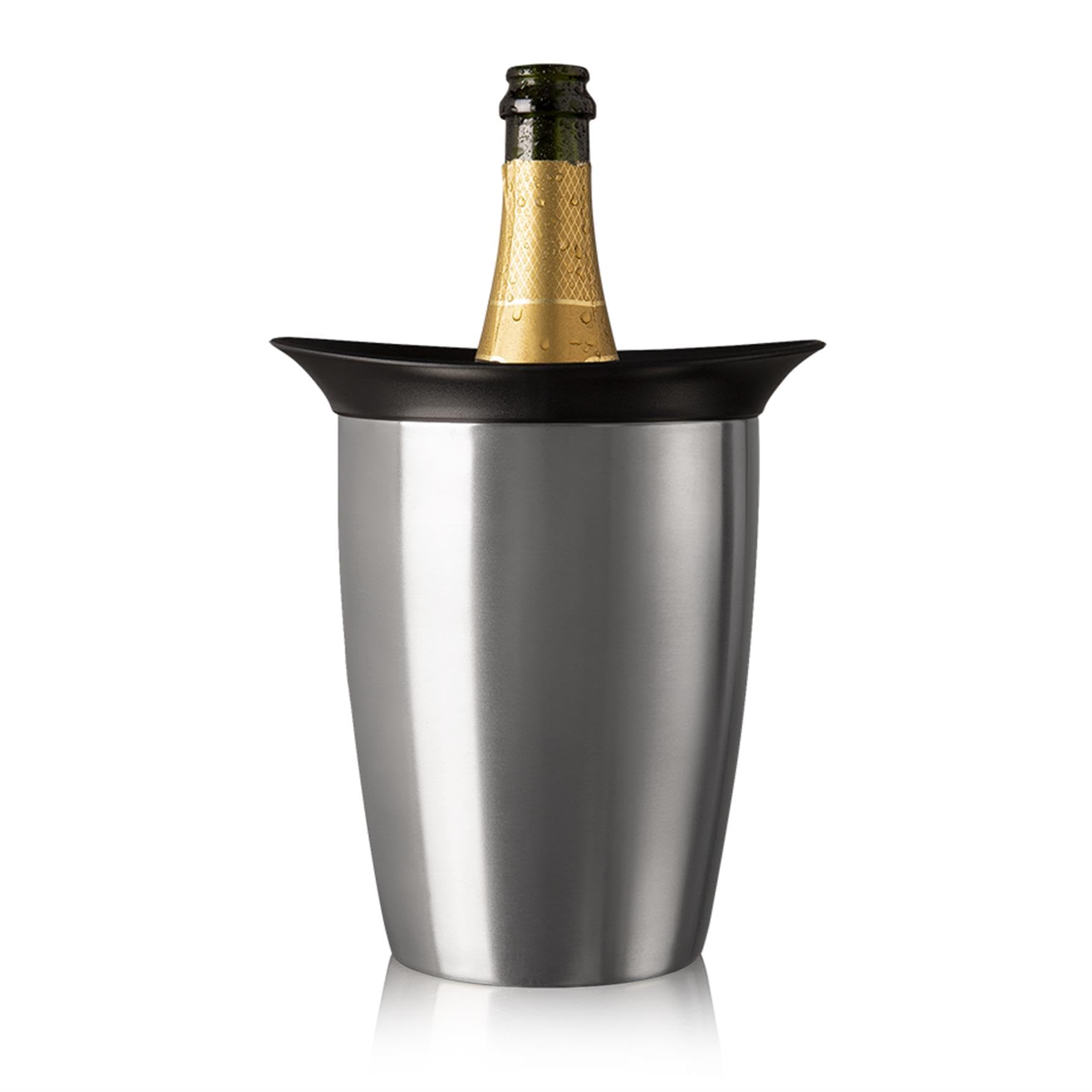 Vacu Vin Champagne Cooler – Stainless Steel Active Bottle Chiller – Includes Removable Cooling Sleeve – Keeps Champagne Cold for Hours – Stylish & Reusable Ice-Free Tabletop Cooler