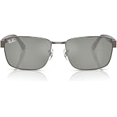 Ray-Ban RB3750 Square Sunglasses for Men for Women | In Gunmetal, Black &amp; Copper. Metal frame. Sizes: 59/62mm.