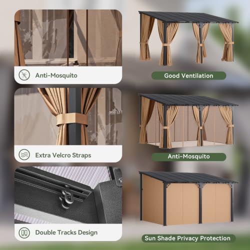 Aoxun 14'x10' Lean-to Gazebo Review: Wall-Mounted Patio Shelter With Mosquito Net image 14