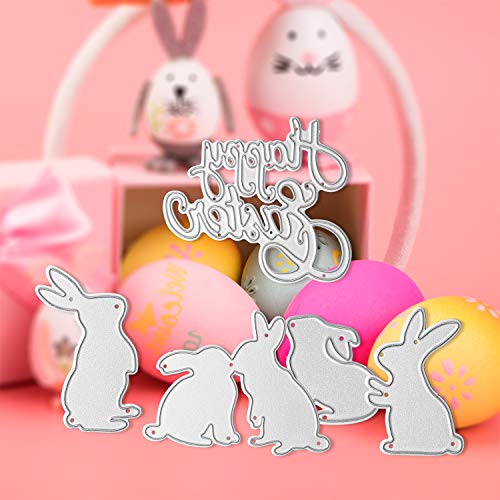 Tanlee 5 Pieces Happy Easter Rabbit Cutting Dies Bunny Metal Embossing Stencils Template for Paper DIY Craft Decoration - Thumbnail 7