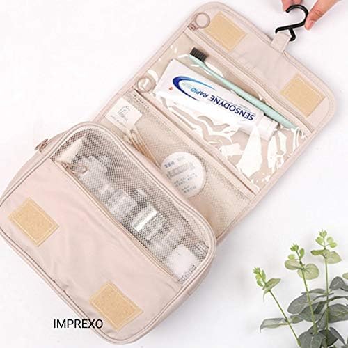 Imprexo hanging toiletry bag & travel accessories organizer, Beige