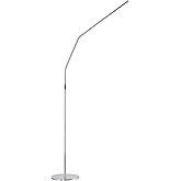 daylight Slimline 4&trade; LED Floor Lamp in Brushed Steel - 6,000K, 3,200 Lux, 4 Brightness Levels, USB-C Charging Port, Anti-Glare Diffuser, Flexible Design, Art &amp; Craft, Sewing, Nail Salon