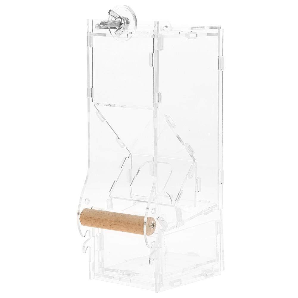 Feeding bowl, birds, parakeet feeder, acrylic, automatic pet seed feeder, transparent food container, cage assembly with perch, M a