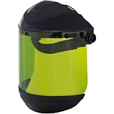 Sellstrom Arc Flash Rated Dual Crown Safety Face Shield with Ratchet Headgear, Light 9.9 Cal, Green Tint, Uncoated, Black, S31200