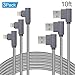10 Foot iPhone Charger Cord,90 Degree Right Angle Lightning Cable 10 ft 3 Pack Charging Cord Compatible with iPhone X/8/7/6(Grey,10 feet)