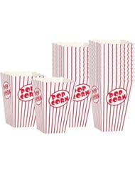 Movie Party Popcorn boxes - Striped White and Red Popcorn Boxes - Great for movie night or movie party theme, theater themed decorations or Carnival party circus box etc. (20 Boxes)