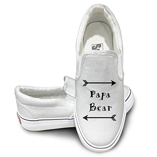 SH-rong Papa Bear Unisex Canvas Sneakers Shoes Size 37 White