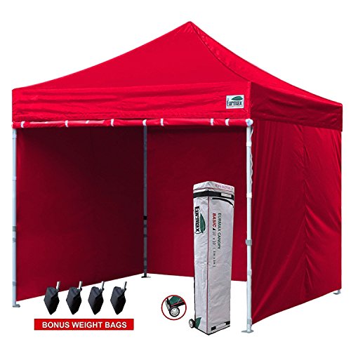Eurmax 10’x10′ Easy Pop-up Canopy Commercial Instant Party Shelter with 4 Removable  ...