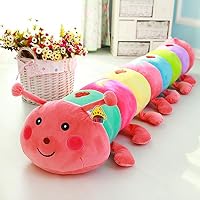OlgaToys Creative Cute Lavender Colorful Caterpillar Short Plush Doll Pillow (Pink) 19.5"