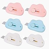 Gewaha 6PCS Cute Box Cutter Retractable, Mini Cloud Letter Openers Envelope Slitter with Keychain Hole for Office and Home Us