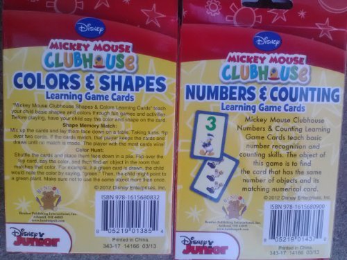 Flash Cards: Disney Mickey Mouse Clubhouse Learning Game Cards ~ Colors & Shapes ~ Numbers & Counting ~ 36 Cards Each ~ Set of 2