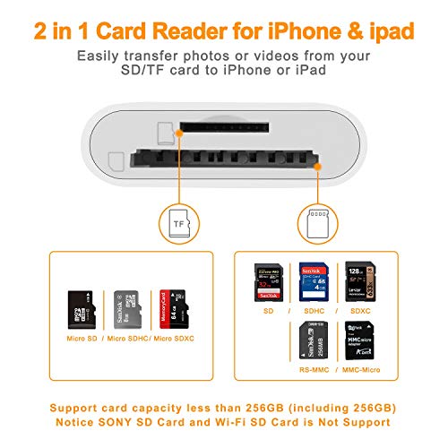 VELLEE SD/Micro SD Card Reader for iPhone/iPad/Camera, TF & SD Memory